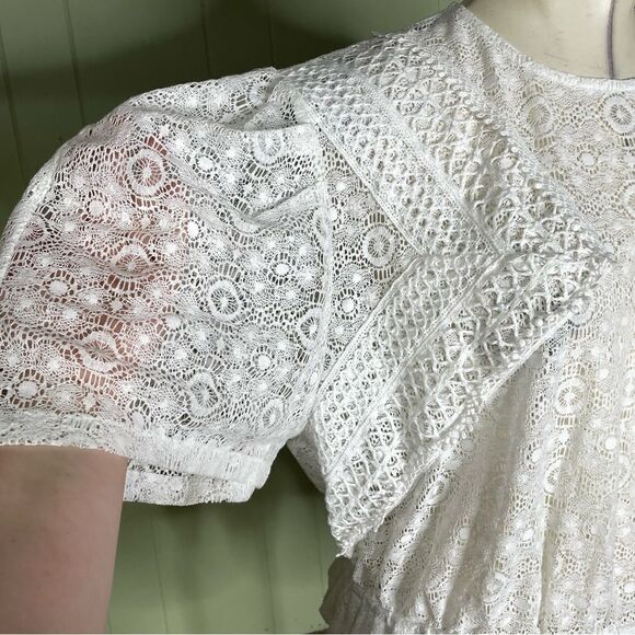 IRO Embroidered Lace Peplum Top in White 42 - Picture 5 of 12